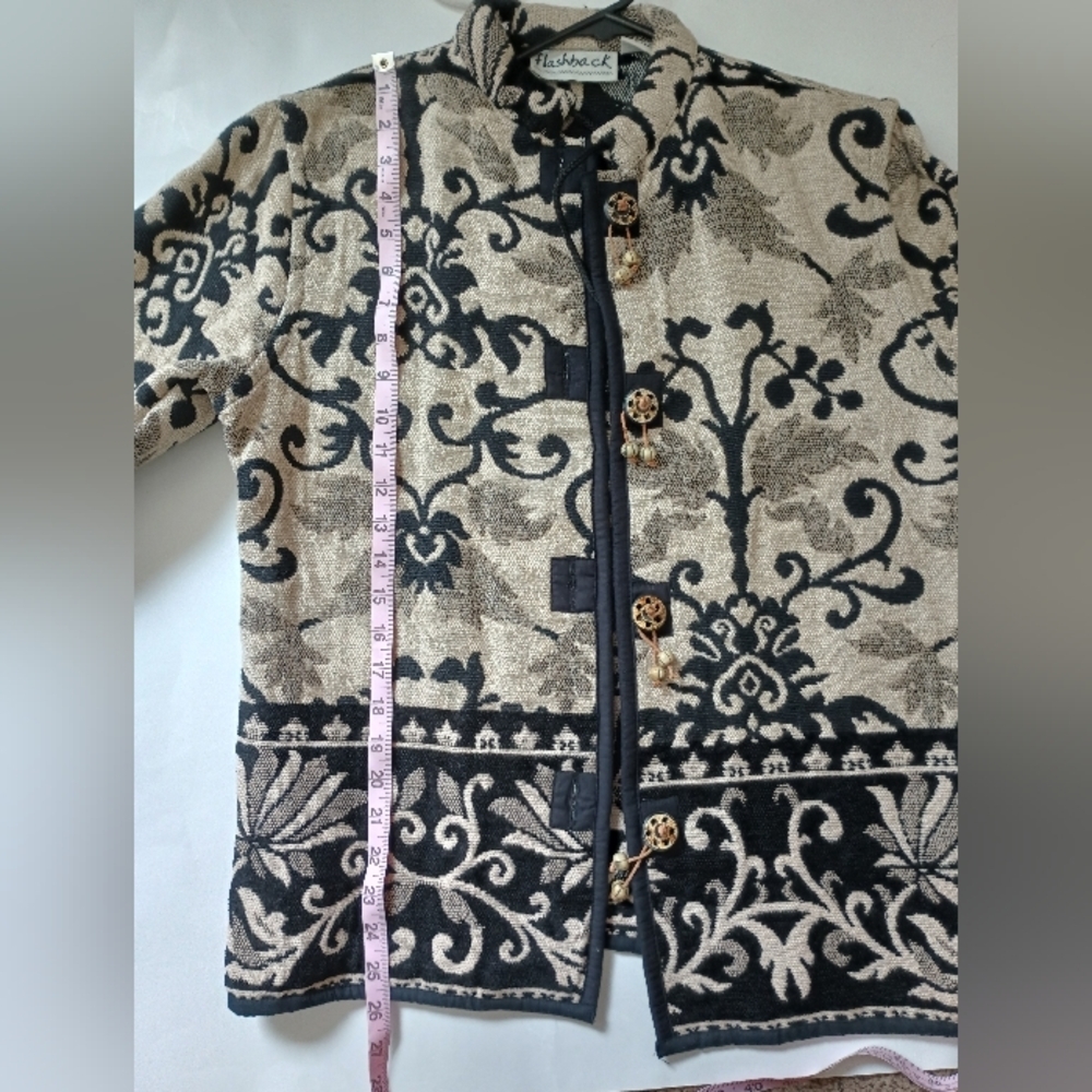 Flashback Vintage Southwestern Jacket Medium Tapestry Art Wood Buttons Navajo - Picture 15 of 15